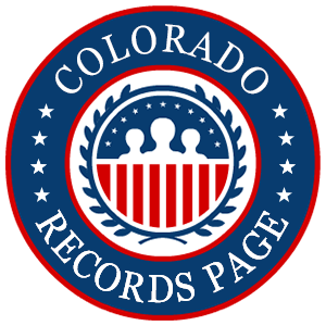 A red, white, and blue round logo with the words Colorado Records Page